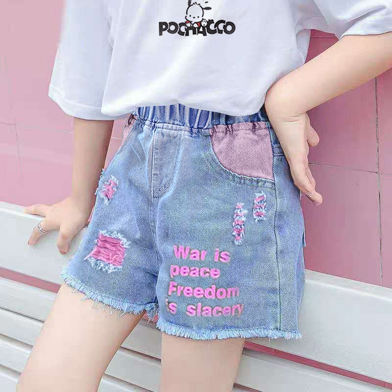children's high waisted denim shorts