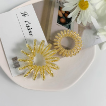 Korean version of No Trace high elasticity with coarse candy color telephone line Hairband female head rope tie hair frosted leather band