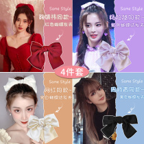 Zhou Yangqing same black big bow hairclip red headdress Super fairy sweet hairpin hair cord female hair accessories wholesale