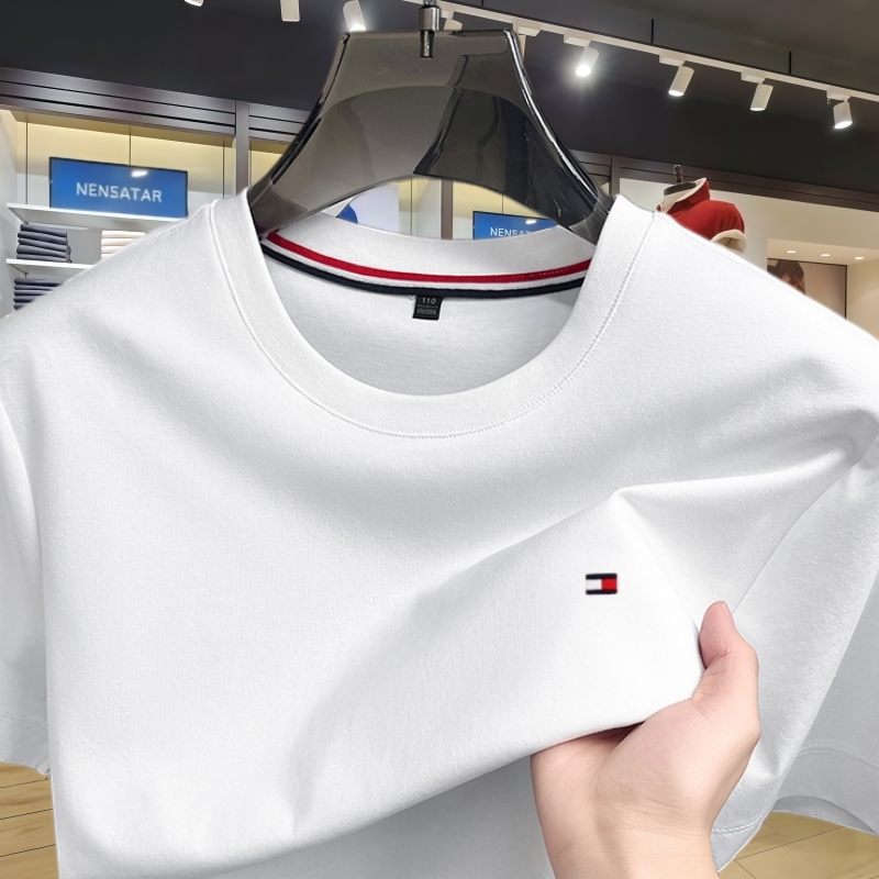 【American Casual】Tommy's New Summer Short-Sleeve T-Shirt for Men, Fashionable Casual Solid Color Embroidered Crew Neck Versatile T-Shirt 【American Casual】Tommy's New Summer Short-Sleeve T-Shirt for Men, Fashionable Casual Solid Color Embroidered Crew Neck Versatile T-Shirt