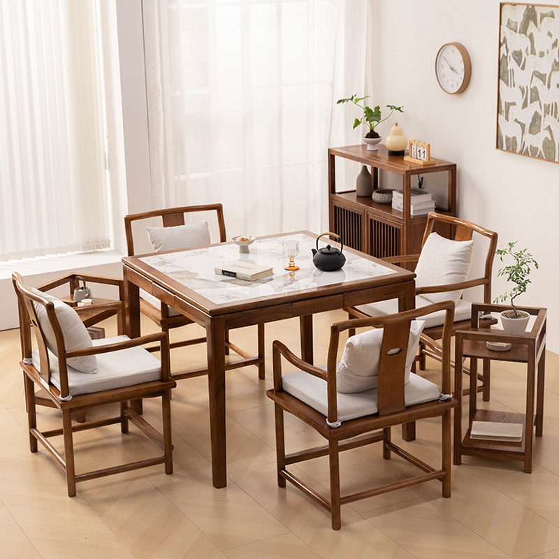 New Chinese-Style Eight-Immortals Table, Square Table, Chess Room Card Table, Elm Wood Tea Table, Mahjong Table, Egg-Breaking Table, Rock Slab Dining Table New Chinese-Style Eight-Immortals Table, Square Table, Chess Room Card Table, Elm Wood Tea Table, Mahjong Table, Egg-Breaking Table, Rock Slab Dining Table