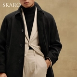 Бархатное двусторонное черное шерстяное длинное шерстяное пальто для отдыха