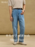 Хлопковые джинсовые классические прямые свободные джинсы для отдыха, синие штаны, высокая талия, свободный крой