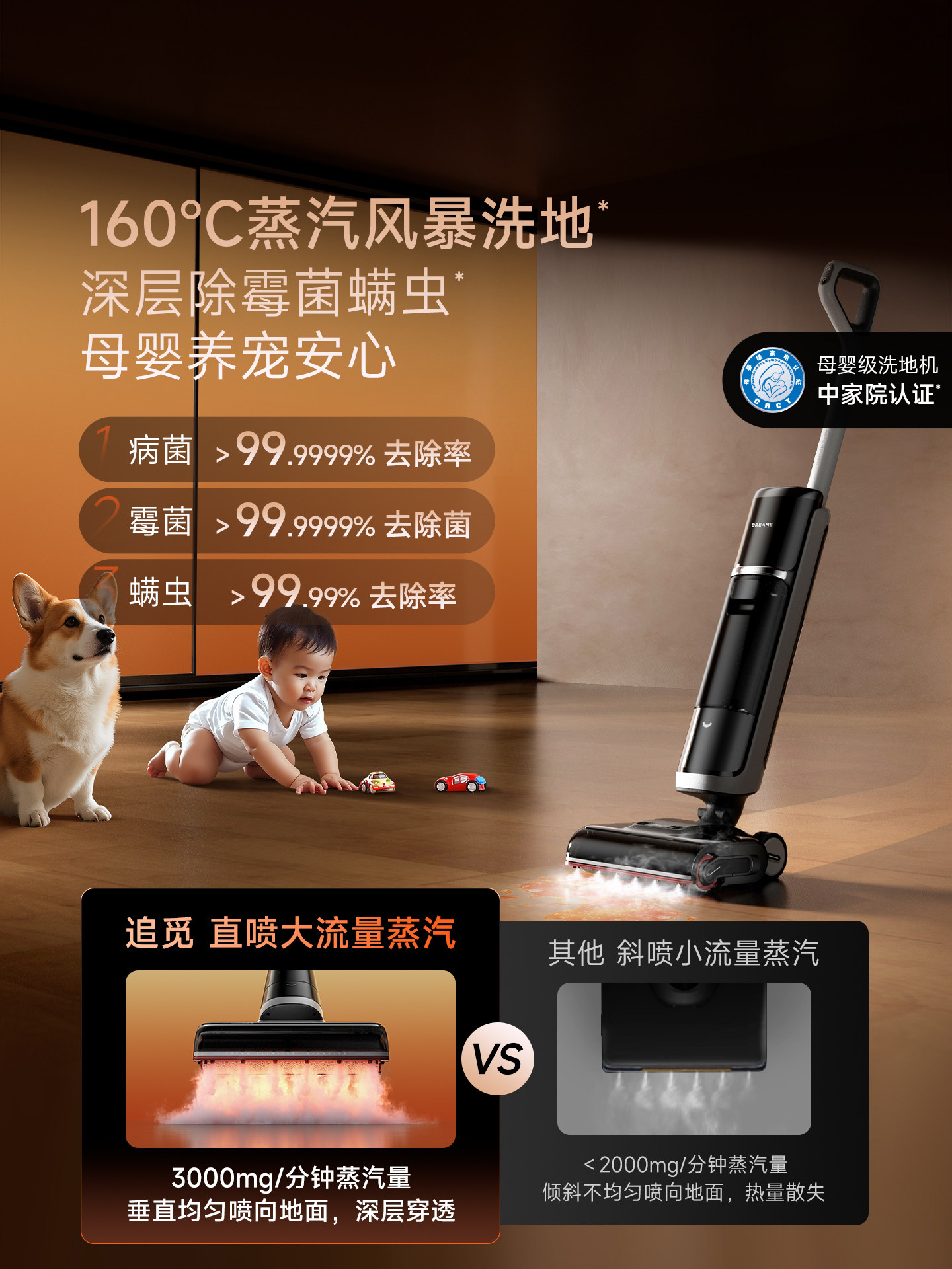 [Mother and Baby Luxury]Chuimi 160 ° Steam Hot Water Floor Cleaning Machine H40Steam, All-In-One Vacuum, Mop, and Cleaner with Zero Entanglement.