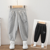 Boy pants Spring and fall 2021 New guard pants Boys thin and thin foreign air sports pants Fall smiley face long pants tide