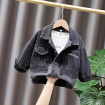 Boy splicing cowboy jacket autumn style 2021 new children Spring and autumn Korean version handsome childrens autumn blouse trend