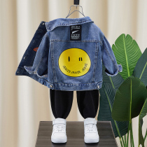 Boy Cowboy Jacket Spring Autumn 2022 New Baby Boy Spring Money Ocean Korean version Childrens smiling face jacket jacket