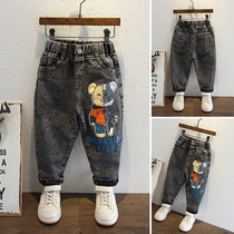 Boy jeans autumn clothes 2021 new children Fall Korean version casual pants Children foreign air outside wearing long pants tide