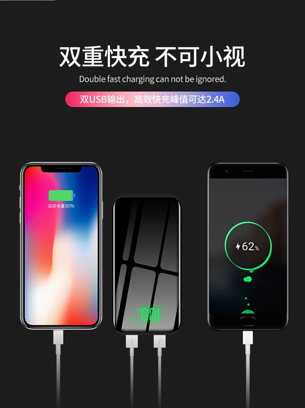 Sạc kho báu siêu mỏng di động siêu nhỏ dung lượng lớn Huawei kê oppo apple vivo phổ điện thoại di động cung cấp năng lượng đặc biệt cô gái dễ thương sáng tạo flash nhanh dòng sạc 20000m mAh - Ngân hàng điện thoại di động