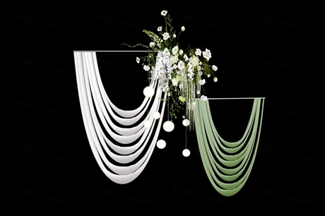 韩式花艺素材白绿布满婚礼设计psd分层源文件可定制效果图-婚礼素材网