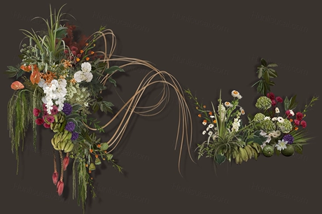 白绿色玫粉橙色手绘婚礼图设计婚庆花艺道具ps分层源文件素材-婚礼素材网