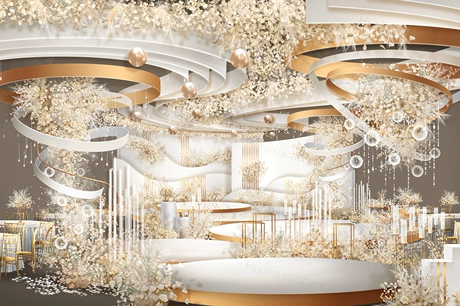 白色香槟色INS简约泰式高端婚礼设计婚庆效果图背景素材psd-婚礼素材网