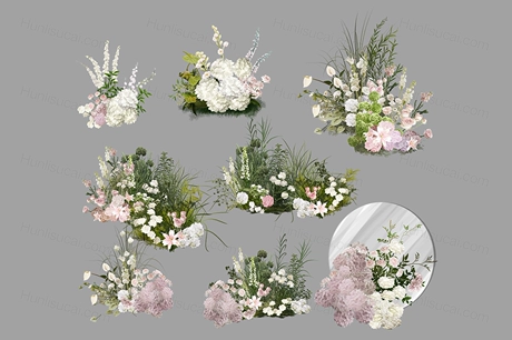 白绿粉色花艺素材婚礼手绘图psd源文件分层效果图婚礼-婚礼素材网