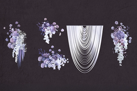 花艺婚礼素材紫色油画莫奈法式婚礼效果图道具psd分层源文件-婚礼素材网