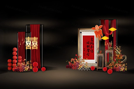 新中式迎宾区小景婚礼效果图素材psd源文件无制作文件婚礼-婚礼素材网