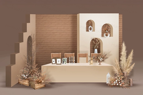 奶茶色浅咖色香槟色高端泰式乡村风高端婚礼设计婚庆效果图素材-婚礼素材网