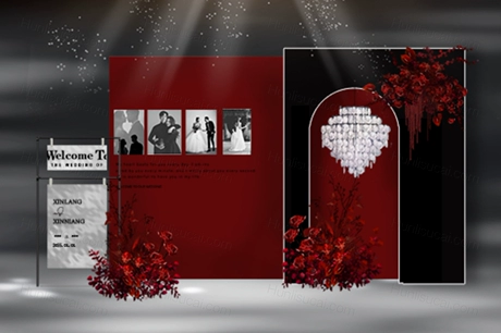 红黑秀场风异形通道水晶婚礼效果图psd分层源文件婚礼素材-婚礼素材网