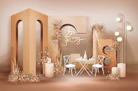 橘色泰式高端婚礼设计婚庆效果图背景素材psd源文件-婚礼素材网