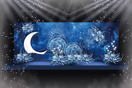星空蓝色婚礼效果图婚庆现场布置背景素材案例psd设计源文件-婚礼素材网