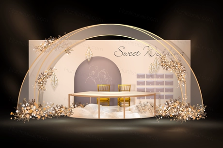 香槟色深粉色INS简约高端欧式西式婚礼设计效果图背景素材-婚礼素材网