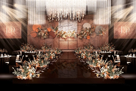 咖色大理石复古风格欧式婚礼设计婚庆效果图方案背景素材psd-婚礼素材网