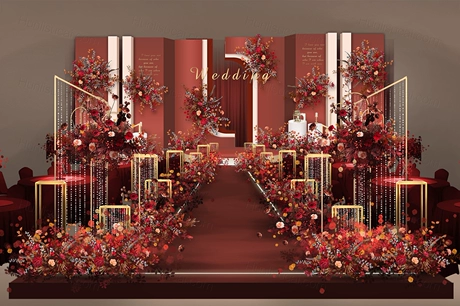 橘红色简约风格婚礼设计效果图背景方案素材psd源文件-婚礼素材网