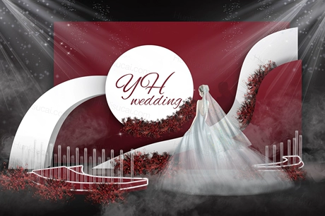 红色白色网红小红书爆款韩式简约高端婚礼设计效果图素材psd-婚礼素材网