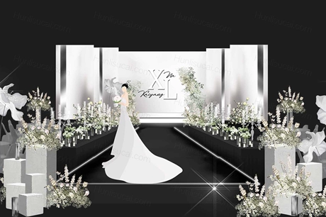 白绿色简约大气风格法式韩式高端婚礼设计明星婚礼效果图素材-婚礼素材网