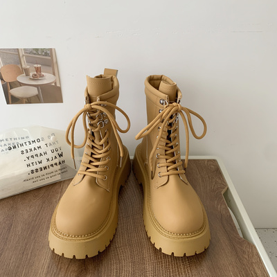 taobao agent Martens, Tide, demi-season yellow train model English style platform, low boots, 2022 collection, British style
