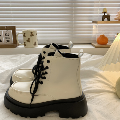 taobao agent Martens, Tide, white demi-season universal low boots English style, 2022 collection, British style