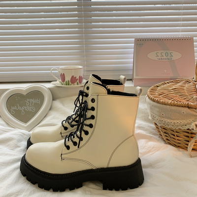 taobao agent Tide, Martens, low boots English style platform, white summer thin train model, 2022, British style