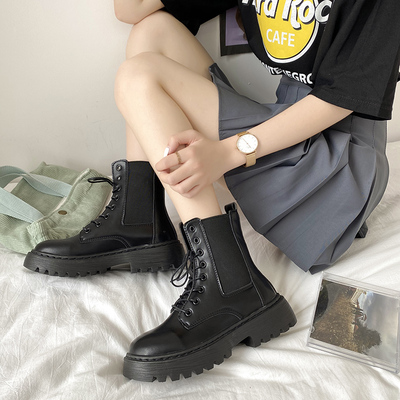 taobao agent Martens, Tide, high summer thin black low boots platform English style, British style, internet celebrity