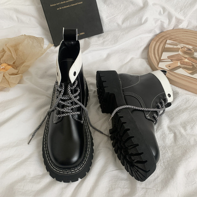 taobao agent Martens, low demi-season train model English style platform, low boots, British style, 2022, trend of season