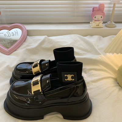 taobao agent Black high demi-season footwear platform English style, 2023, trend of season, British style