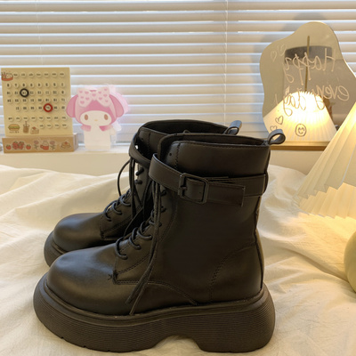taobao agent Martens, demi-season black high low boots platform English style, 2022 collection, British style
