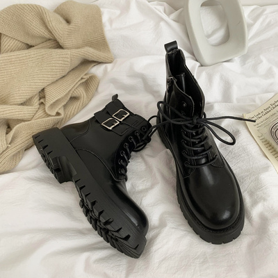 taobao agent Martens, black demi-season train model English style, low boots, 2022 collection, trend of season, British style, fitted