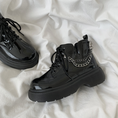 taobao agent Martens, demi-season black low boots English style platform, 2022 collection, British style