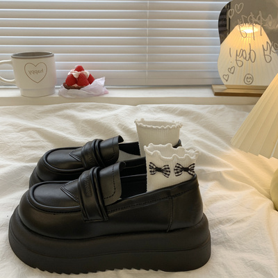 taobao agent Black demi-season Japanese footwear platform English style, 2022 collection, trend of season, British style