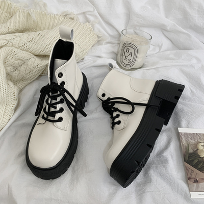 taobao agent Martens, Tide, high retro demi-season universal white mini-skirt platform English style, low boots, British style, 2022 collection
