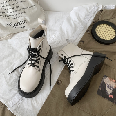 taobao agent Martens, Tide, white high demi-season low boots platform English style, 2021 collection, British style