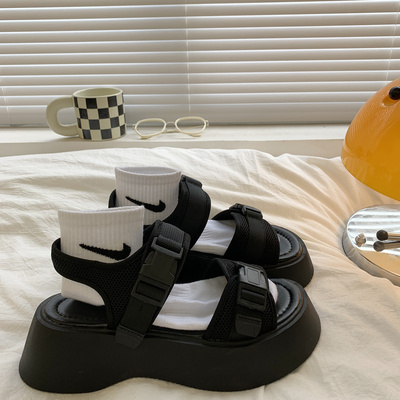 taobao agent Sandals, footwear, summer black suitable with a skirt platform, 2023