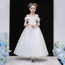 White childrens birthday dress female princess dress puffy gauze 2021 new summer wedding flower girl