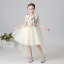 Girls evening dress tailing flower girl wedding dress childrens model show princess dress host piano performance Foreign atmosphere
