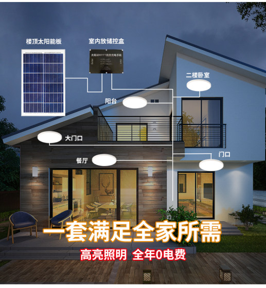 Solar Light for Home Indoor Use with Human Body Sensor, Rural Toilet and Staircase Power Generation System, One-To-Three Ceiling Light