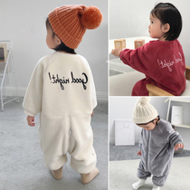 Autumn men and women Baby Childrens jumpsuit baby pajamas Spring and Autumn Winter 1 under the age of prevention kick thickening home clothes 2