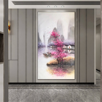 Modern hand-painted oil painting porch decorative painting corridor aisle vertical painting Jiangnan water town landscape painting