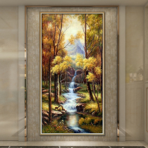 European oil painting hand-painted porch decorative painting living room aisle landscape painting corridor wall vertical hand-made landscape painting