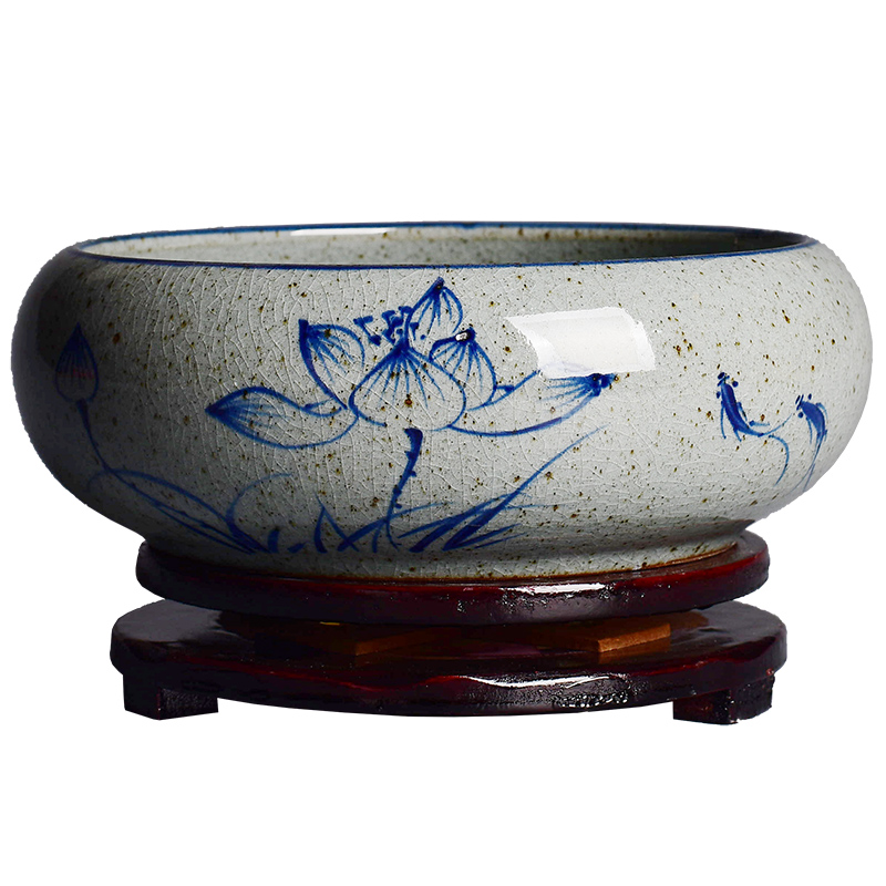 Refers to flower pot hydroponic household ceramics creative copper grass move large water raise water lilies round his Chinese wind