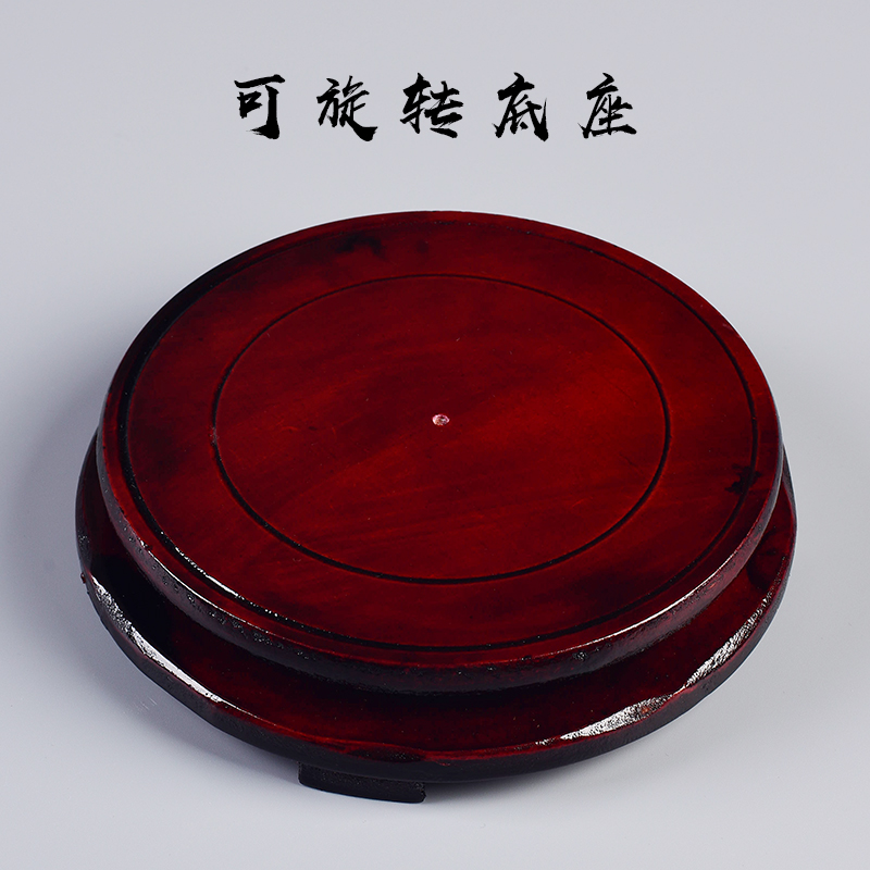 Retro flower pot base circular wooden tray rotating desktop furnishing articles pot basin hydroponic plant pot holder
