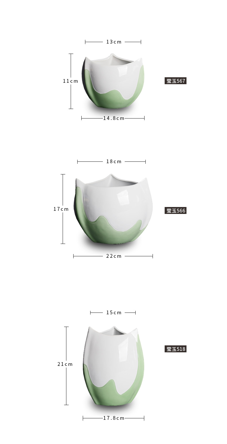 Celadon domestic large fleshy green plant butterfly orchid plant bracketplant flowerpot ceramic office money plant pot basin